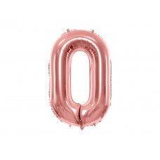 0-ás születésnapi szám fólia lufi – rosegold színben