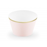 Rózsaszín muffincsomagolás arany szegéllyel (6db)