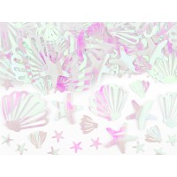 Kagyló és tengeri csillag asztali konfetti (irizáló)