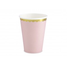 Rózsaszín papír pohár arany szegéllyel (6db)