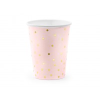 Arany pöttyös rózsaszín pohár (6db)