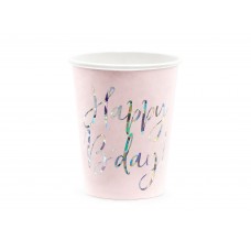 Happy B'day! feliratú rózsaszín pohár (6db)