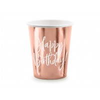 Happy Birthday! feliratú rosegold pohár (6db)