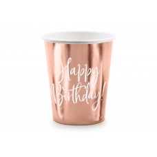 Happy Birthday! feliratú rosegold pohár (6db)