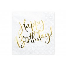 Happy Birthday feliratú fehér szalvéta