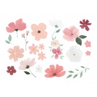 Rózsaszín virágok ideiglenes tetoválás mix (18db)