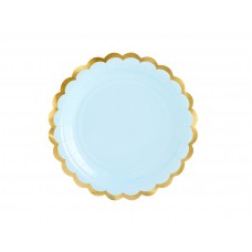 Kék tányér arany szegéllyel (6db)