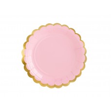 Rózsaszín tányér arany szegéllyel (6db)