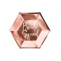 Bride Squad feliratú rose gold tányér (6db)