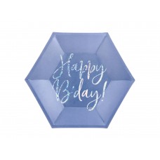 Happy Birthday feliratú kék tányér