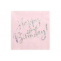 Happy Birthday feliratú rózsaszín szalvéta