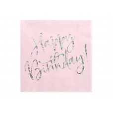Happy Birthday feliratú rózsaszín szalvéta
