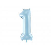 1-es szám születésnapi szám fólia lufi -kék színben