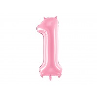1-es szám születésnapi szám fólia lufi -rózsaszín színben