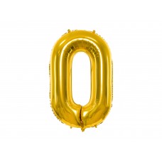 0-ás születésnapi szám fólia lufi – arany színben